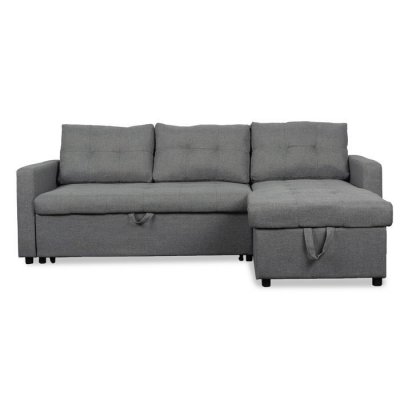MENZZO Canap&eacute; d'angle convertible toledo tissu gris 