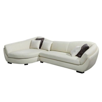 VENTE UNIQUE Canap&eacute; d'angle cuir de buffle 5 places CAIPI - Ivoire - Angle gauche