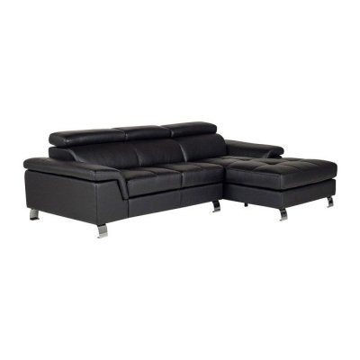 VENTE UNIQUE Canap&eacute; d'angle cuir mishima - Noir - Angle droit - Noir