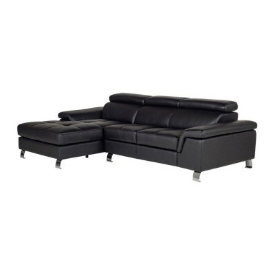 VENTE UNIQUE Canap&eacute; d'angle cuir mishima - Noir - Angle gauche - Noir