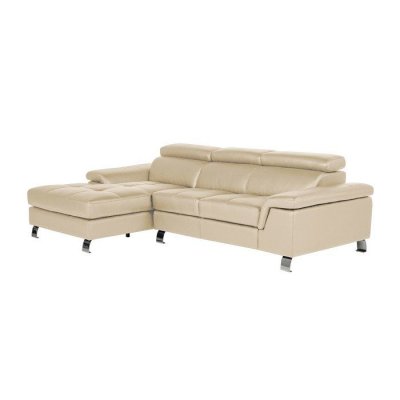 VENTE UNIQUE Canap&eacute; d'angle cuir mishima - Taupe - Angle gauche - Taupe