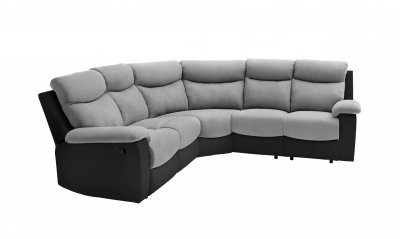LOUNGITUDE Canap&eacute; d'Angle de Relaxation OSCAR 5 places bi-mati&egrave;re - Gris et Noir