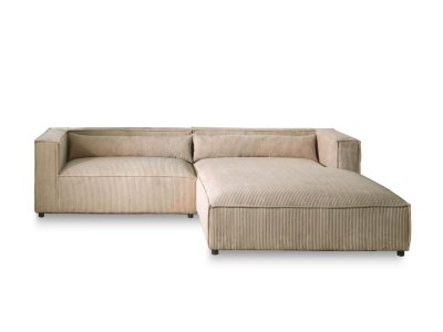LISA DESIGN Canap&eacute; d'angle droit 4 places en velours c&ocirc;tel&eacute; beige