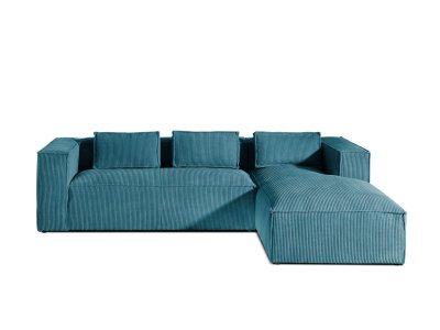 LISA DESIGN Canap&eacute; d'angle droit 4 places en velours c&ocirc;tel&eacute; bleu canard