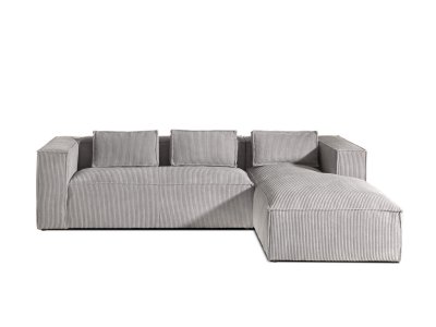 LISA DESIGN Canap&eacute; d'angle droit 4 places Velours c&ocirc;tel&eacute; Gris clair