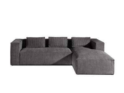 LISA DESIGN Canap&eacute; d'angle droit 4 places Velours c&ocirc;tel&eacute; Gris fonc&eacute;
