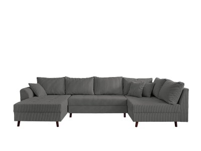 LISA DESIGN Canap&eacute; d'angle droit 7 places en velours c&ocirc;tel&eacute; gris fonc&eacute;