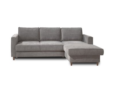 LISA DESIGN Canap&eacute; d'angle droit convertible 4 places Velours c&ocirc;tel&eacute; Gris clair