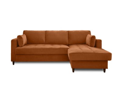 LISA DESIGN Canap&eacute; d'angle droit convertible 4 places Velours Rouille