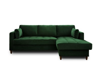LISA DESIGN Canap&eacute; d'angle droit convertible 4 places Velours Vert