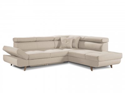 BESTMOBILIER Canap&eacute; d'angle droit convertible 5 places LINEA - Tissu Beige