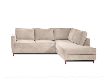LISA DESIGN Canap&eacute; d'angle droit convertible 5 places Velours c&ocirc;tel&eacute; Beige