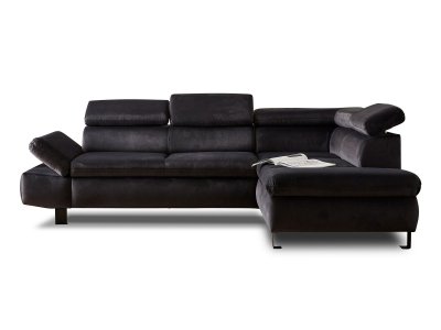 LISA DESIGN Canap&eacute; d'angle droit convertible 5 places Velours Gris
