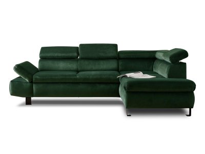 LISA DESIGN Canap&eacute; d'angle droit convertible 5 places Velours Vert