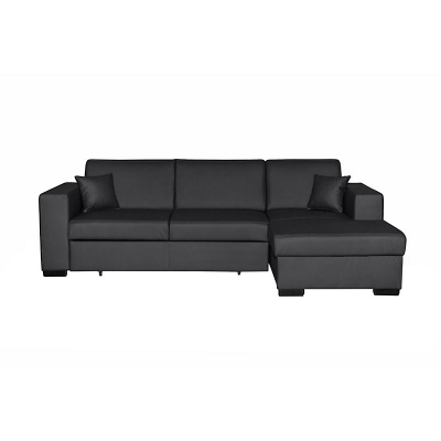 Canap&eacute; d'angle droit convertible en simili gris