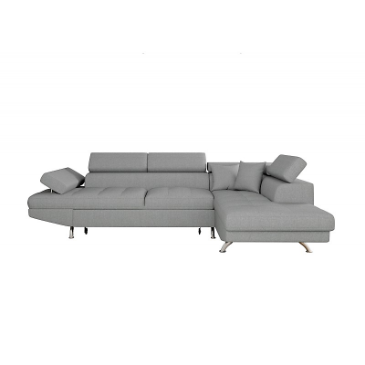 Canap&eacute; d'angle droit convertible tissu gris clair Mio 271 cm