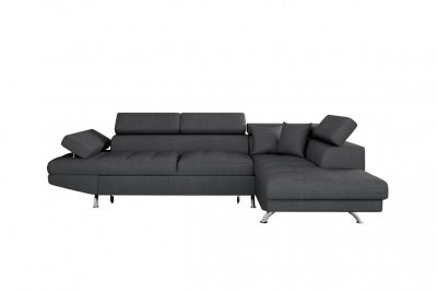 Canap&eacute; d'angle droit convertible tissu gris fonc&eacute; Mio 271 cm