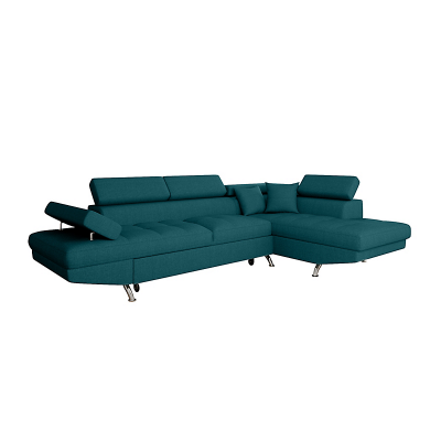 Canap&eacute; d'angle droit rio convertible avec coffre bleu