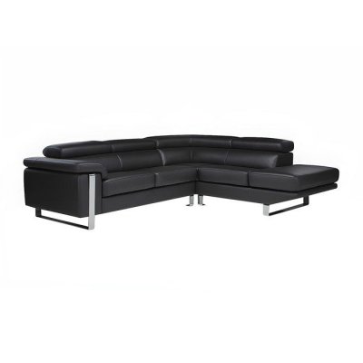 VENTE UNIQUE Canap&eacute; d'angle en cuir MYSTIQUE - Noir - Angle droit - Noir