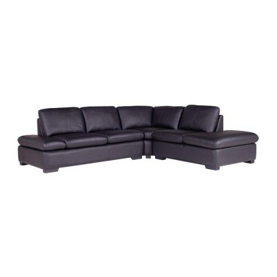 VENTE UNIQUE Canap&eacute; d'angle en cuir ONYX II - Noir - Angle droit - Noir