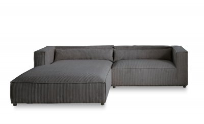 LISA DESIGN Canap&eacute; d'angle gauche 4 places en velours c&ocirc;tel&eacute; gris fonc&eacute;