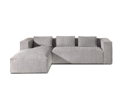 LISA DESIGN Canap&eacute; d'angle gauche 4 places Velours c&ocirc;tel&eacute; Gris clair