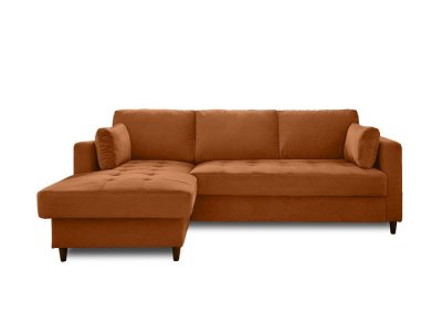 LISA DESIGN Canap&eacute; d'angle gauche convertible 4 places Velours Rouille