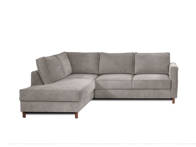 LISA DESIGN Canap&eacute; d'angle gauche convertible 5 places Velours c&ocirc;tel&eacute; Gris clair