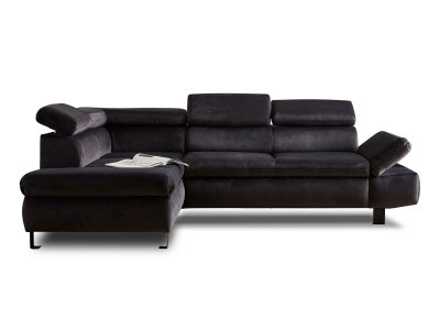 LISA DESIGN Canap&eacute; d'angle gauche convertible 5 places Velours Gris