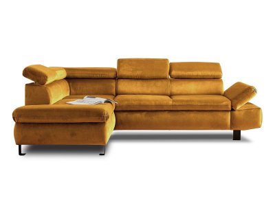 LISA DESIGN Canap&eacute; d'angle gauche convertible 5 places Velours Jaune