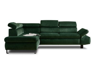 LISA DESIGN Canap&eacute; d'angle gauche convertible 5 places Velours Vert