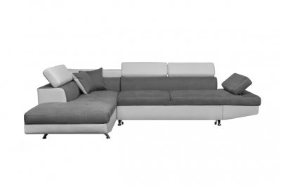 LOUNGITUDE Canap&eacute; d'angle gauche Rio Blanc microfibre et gris