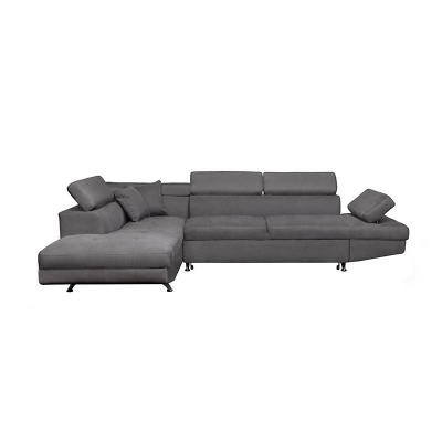 LOUNGITUDE Canap&eacute; d'angle gauche RIO Convertible avec coffre en microfibre grise