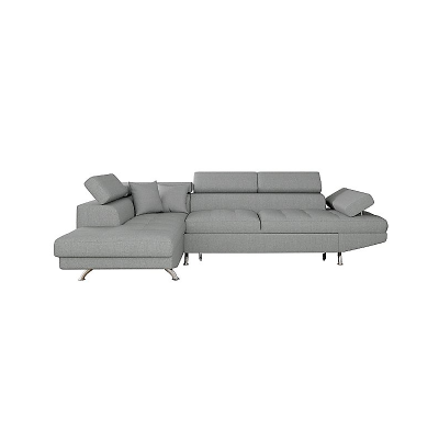 Canap&eacute; d'angle gauche RIO Convertible avec coffre en tissu gris clair