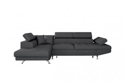 LOUNGITUDE Canap&eacute; d'angle gauche Rio Gris fonc&eacute;