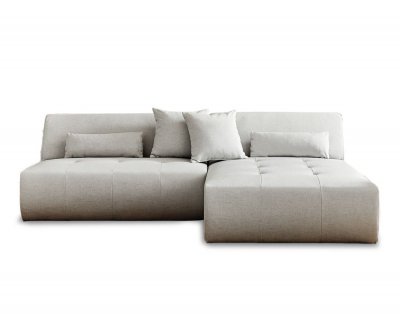 LISA DESIGN Canap&eacute; d'angle r&eacute;versible 4 places en tissu gris clair