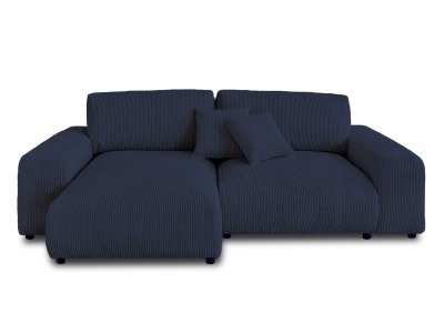 LISA DESIGN Canap&eacute; d'angle r&eacute;versible 4 places en velours c&ocirc;tel&eacute; bleu nuit