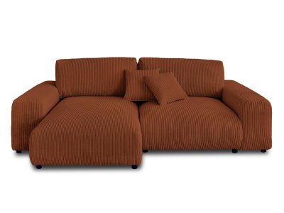 LISA DESIGN Canap&eacute; d'angle r&eacute;versible 4 places en velours c&ocirc;tel&eacute; terracotta