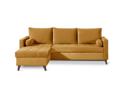 BESTMOBILIER Canap&eacute; d'angle r&eacute;versible convertible 4 places Velours Jaune