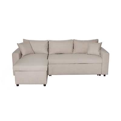 Canap&eacute; d'angle r&eacute;versible convertible tissu beige Kita 223 cm