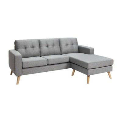 VENTE UNIQUE Canap&eacute; d'angle r&eacute;versible en tissu bartolome - Gris chin&eacute; - Gris