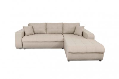 Canap&eacute; d'angle suzie convertible en tissu beige - angle - droit