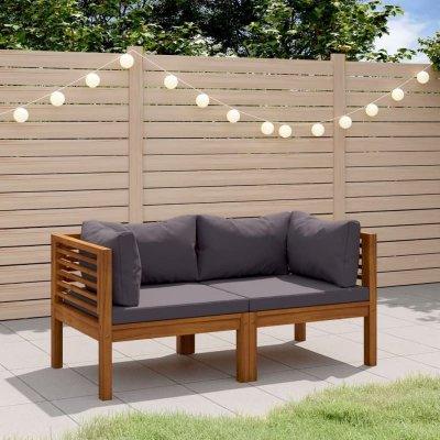 VIDAXL Canap&eacute; de jardin &agrave; 2 places avec coussin Bois d'acacia massif
