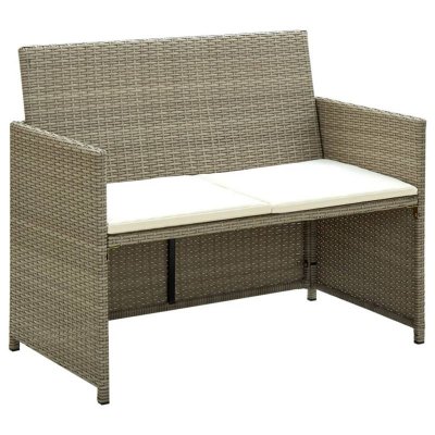 VIDAXL Canap&eacute; de jardin &agrave; 2 places avec coussins Beige R&eacute;sine tress&eacute;e