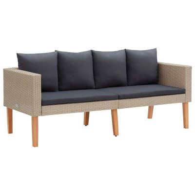 VIDAXL Canap&eacute; de jardin &agrave; 2 places avec coussins R&eacute;sine tress&eacute;e Beige