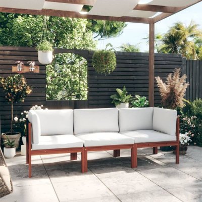 VIDAXL Canap&eacute; de jardin &agrave; 3 places avec coussin Bois d'acacia massif
