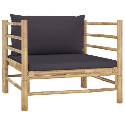 VIDAXL Canap&eacute; de jardin avec coussins gris fonc&eacute; Bambou  - Gris fonc&eacute;