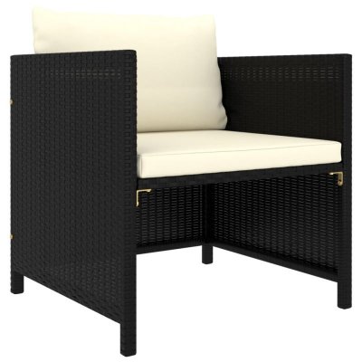 VIDAXL Canap&eacute; de jardin avec coussins Noir R&eacute;sine tress&eacute;e  - Noir