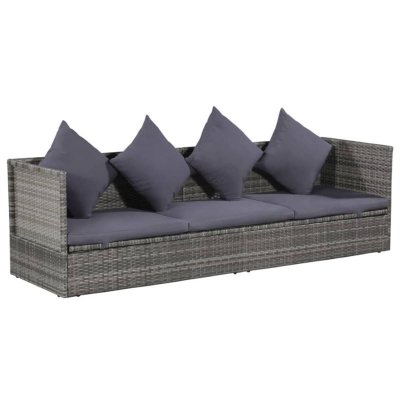 VIDAXL Canap&eacute; de jardin en r&eacute;sine tress&eacute;e - Gris - 200 x 60 x 58 cm