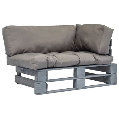 VIDAXL Canap&eacute; de jardin palette avec coussins gris Pin&egrave;de